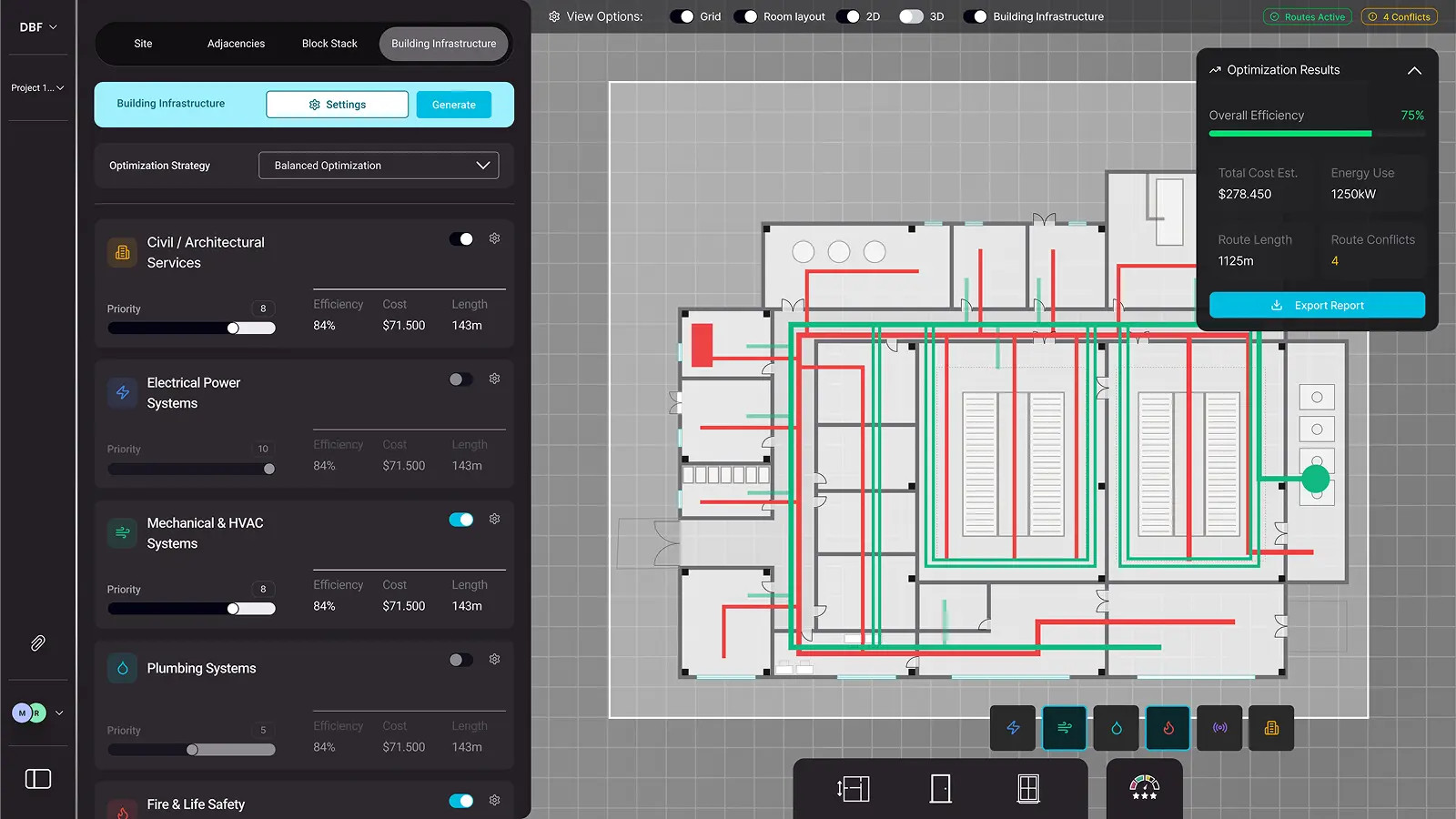 Building Planning with DBF Engine